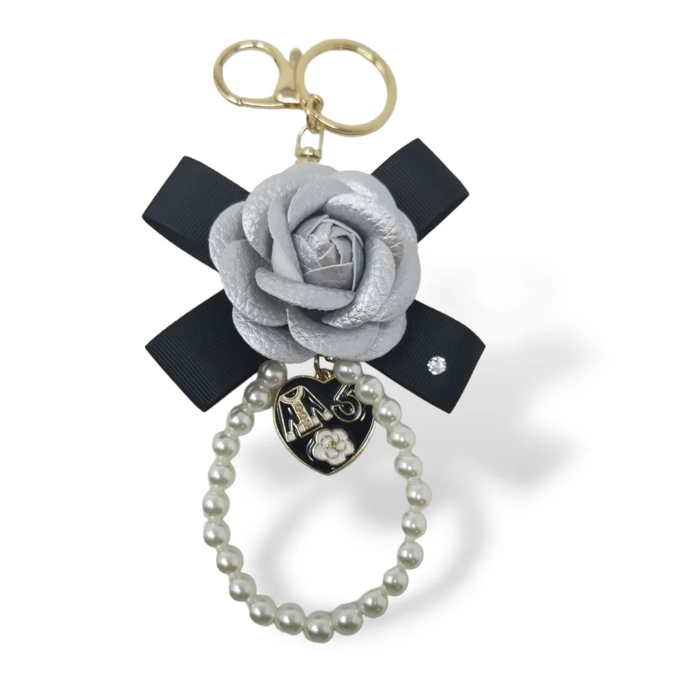 Silver Rose Purse Charm